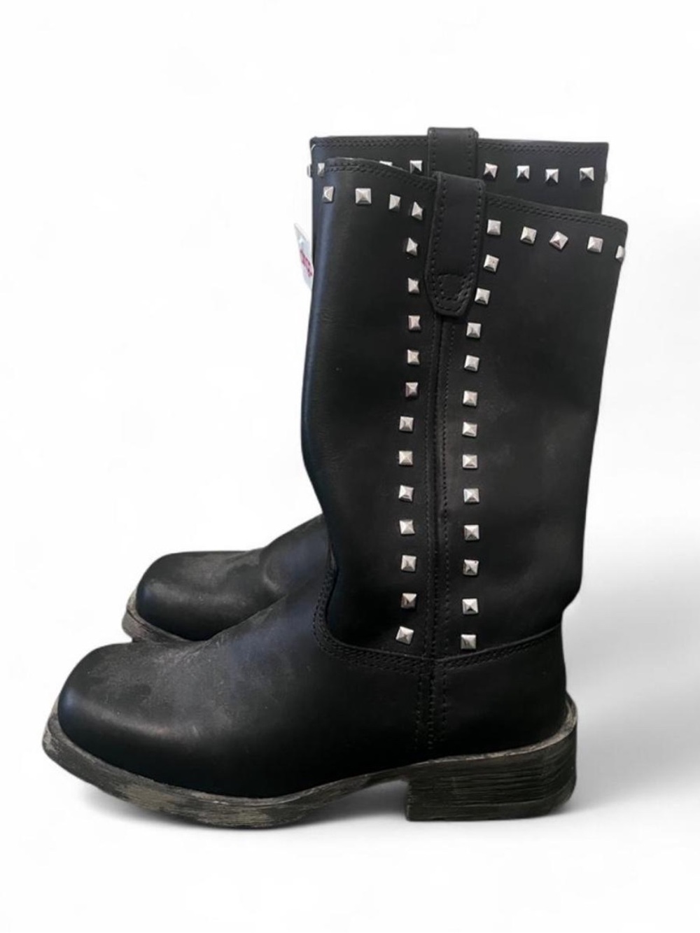 Studded Black Leather Mid-Calf Women's Boots